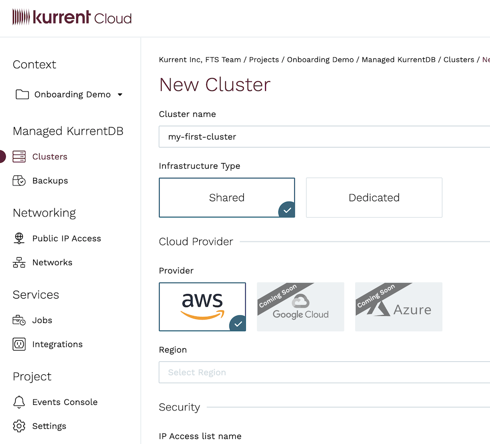 New Cloud Cluster