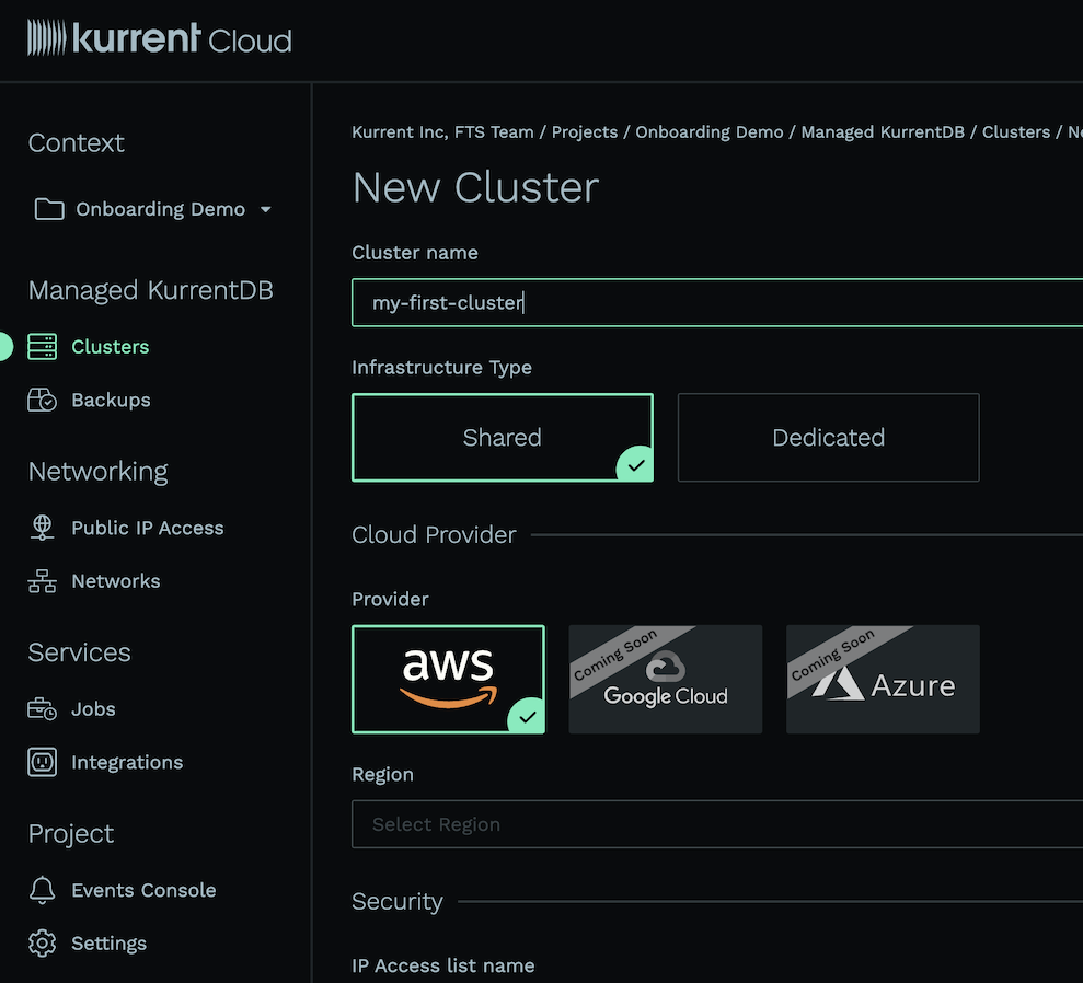 New Cloud Cluster