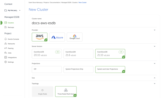 Provision an ESDB cluster